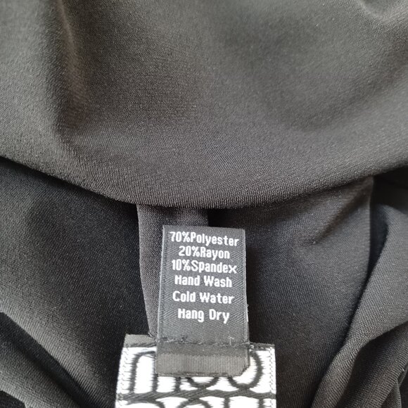 Clara Sun Woo Top Black Side Gathered Drape Stretch Knit Tunic Womens Medium - Picture 9 of 11